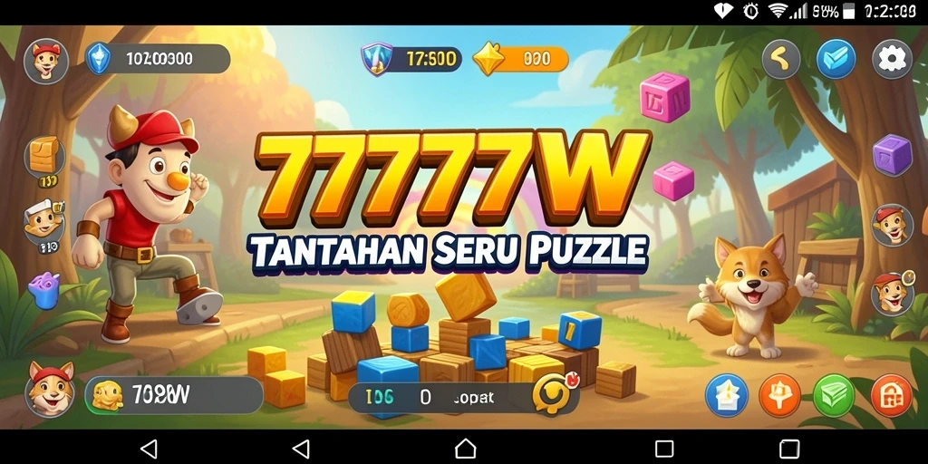Screenshot gameplay 7777W menampilkan tantangan Puzzle yang seru.