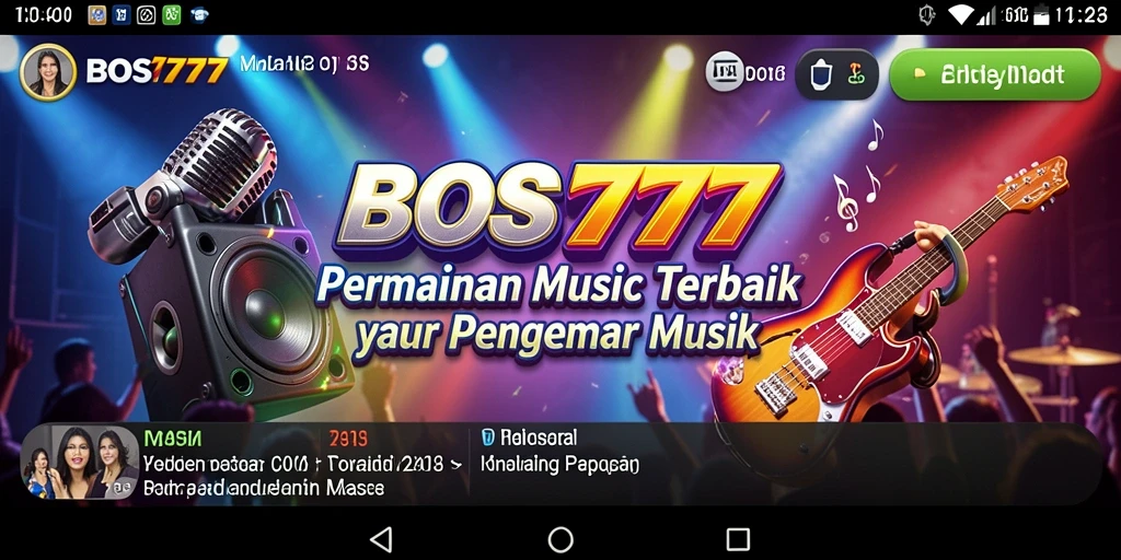 Screenshot utama BOS777 menampilkan antarmuka permainan musik yang interaktif.