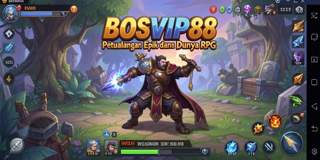 Tangkapan layar gameplay BOSVIP88 menampilkan aksi petualangan RPG yang mendebarkan.