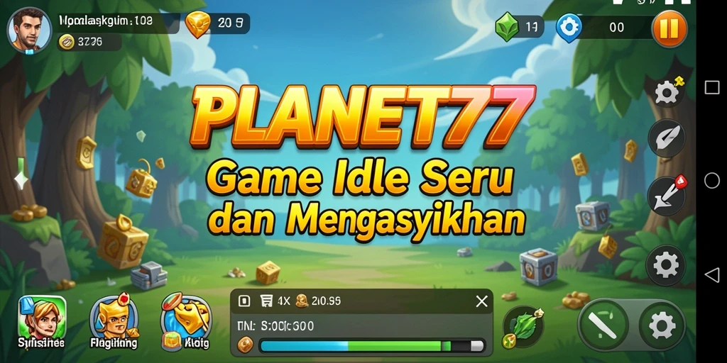 Screenshot PLANET77 menampilkan gameplay Idle yang menarik dan ceria.