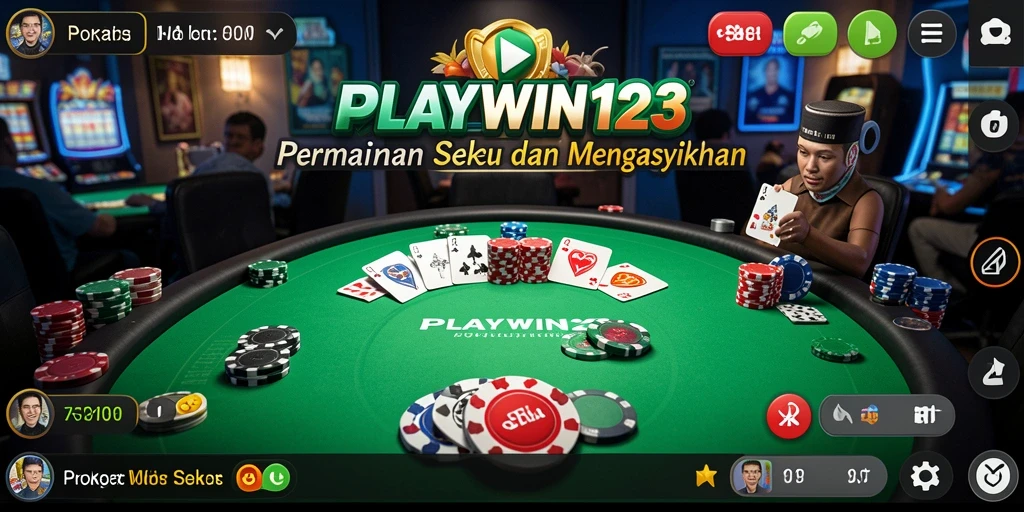 Tampilan gameplay seru Poker dalam PLAYWIN123.