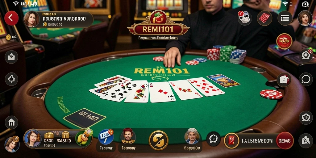 Screenshot gameplay REMI101 yang penuh aksi kartu Kasino.