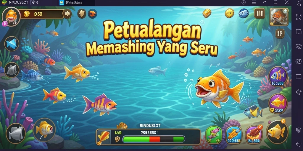 Gameplay RINDUSLOT yang seru dalam memburu ikan.