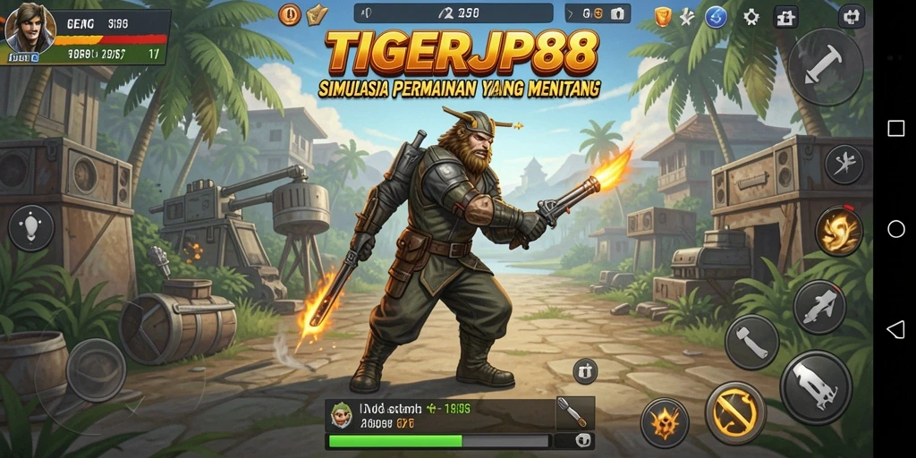 Tampilan screenshot utama TIGERJP88 menampilkan aksi gameplay yang mendebarkan.